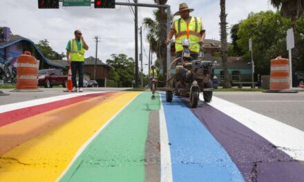 Gay-pride crosswalk makes debut in Montrose